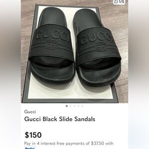 Authentic Gucci Black Embossed Slides